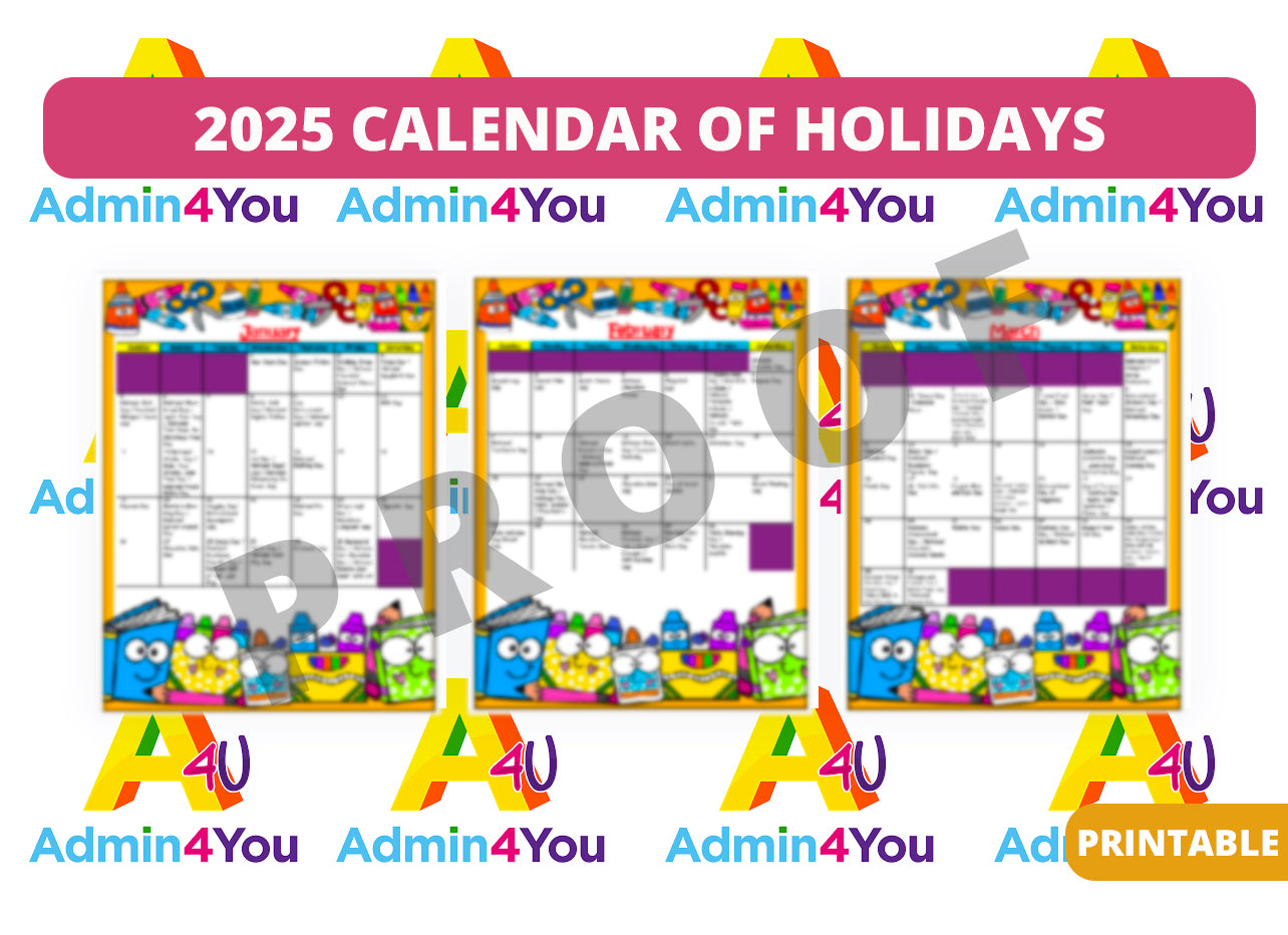 The 2025 National and FUN Holiday - 12-Month Calendar