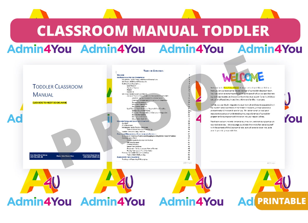 Childcare Classroom Manual for Toddlers
