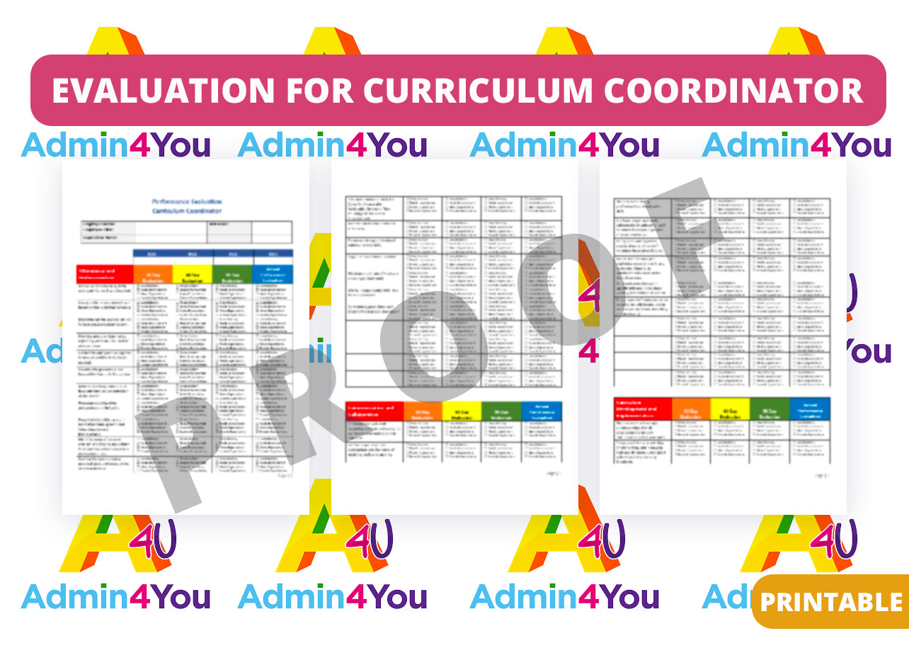 Curriculum Coordinator Performance Evaluation Tool Admin For You