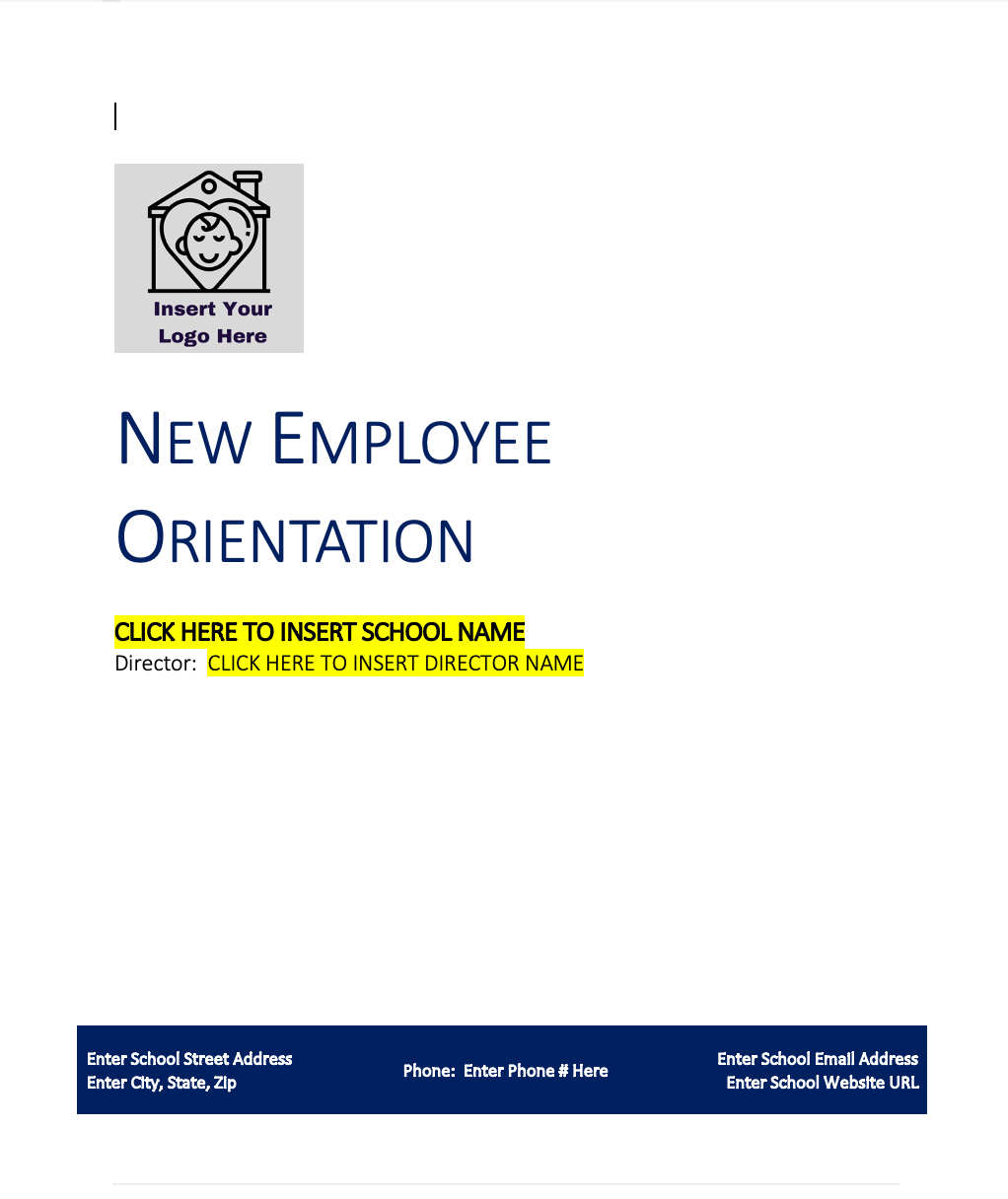 New Hire Employee Orientation Binder