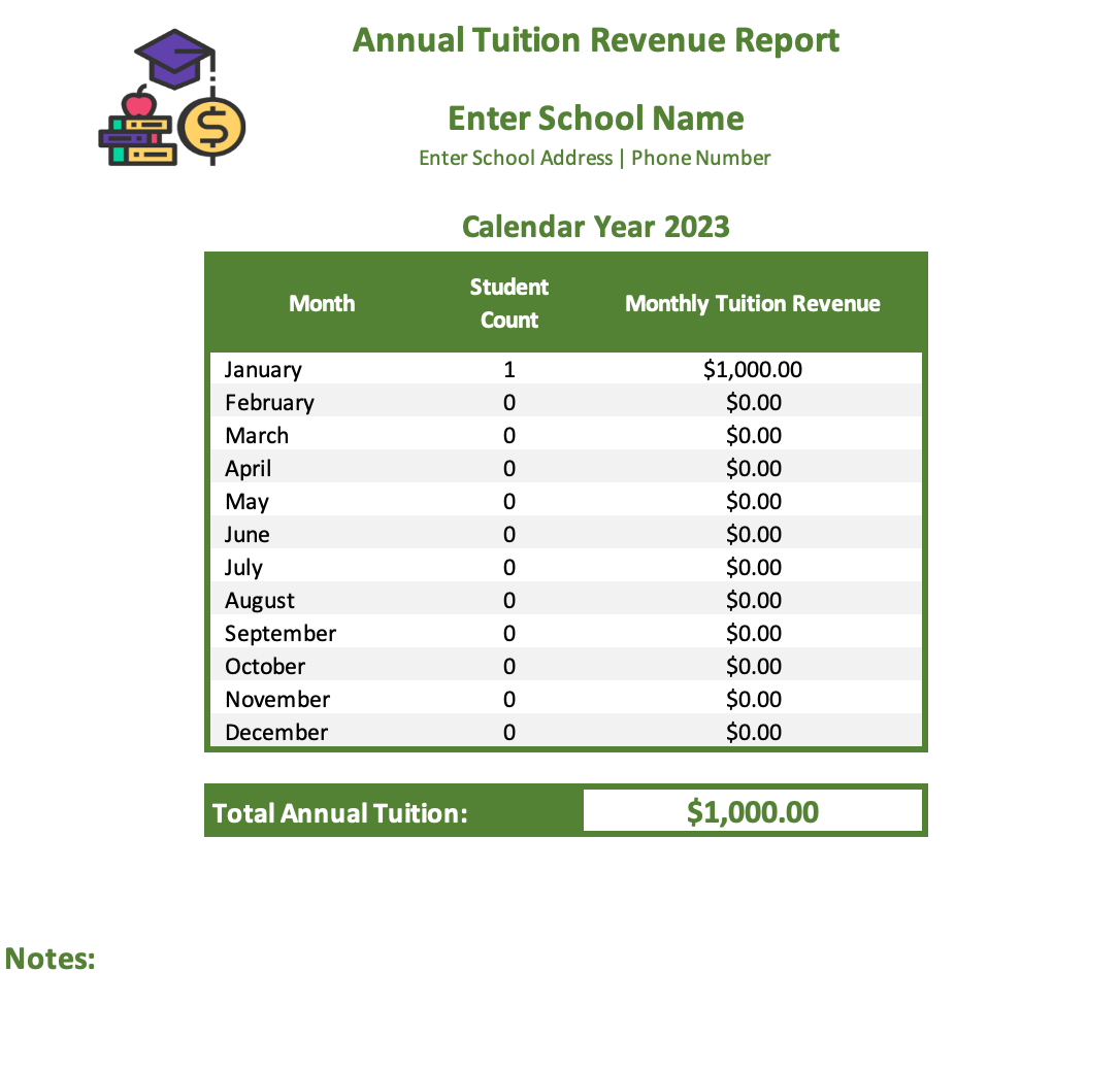 Childcare Tuition Tracker - Monthly Rates