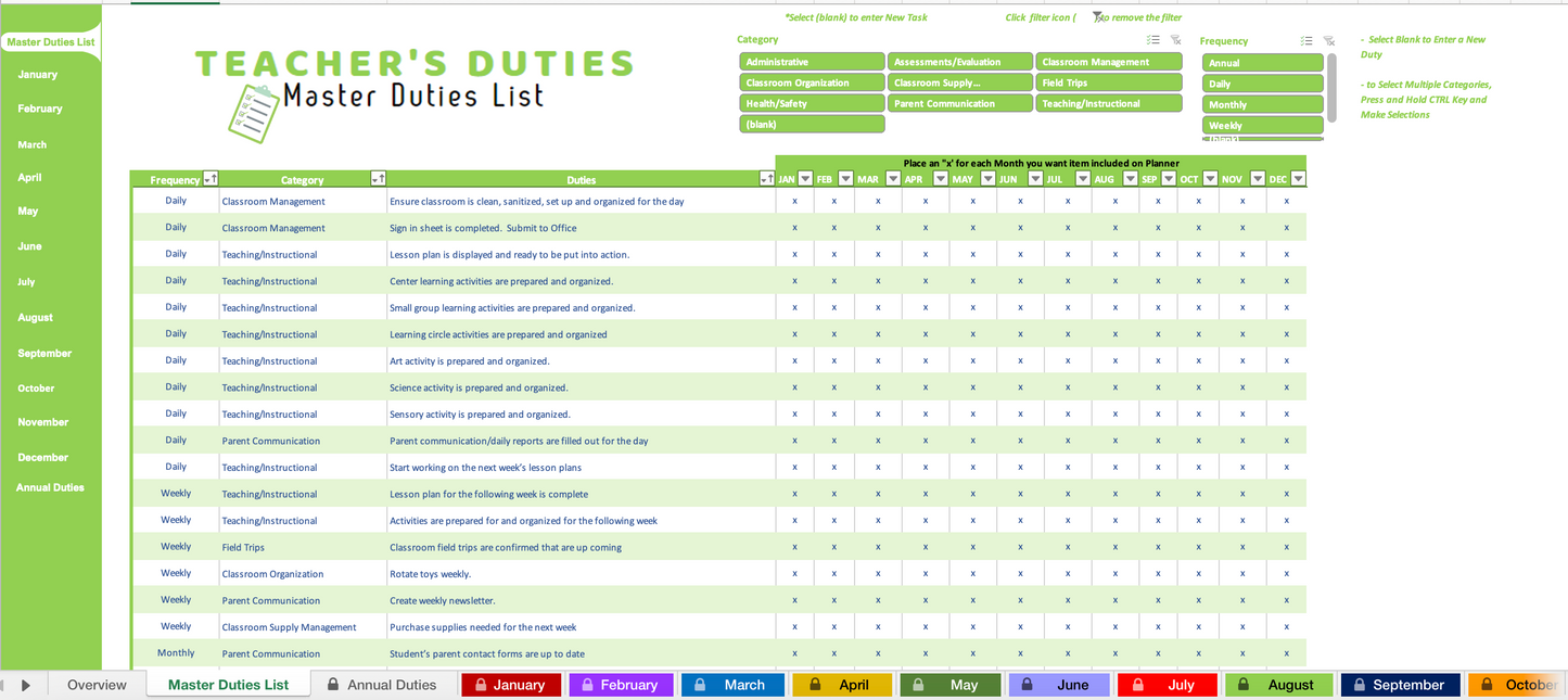 Teacher Duties Tracker, Workbook, and Planner 2025