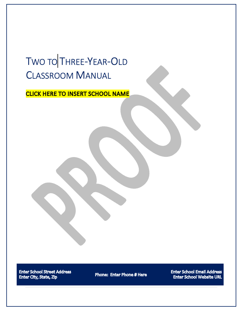 Classroom Manual for Two to Three-Year-Olds