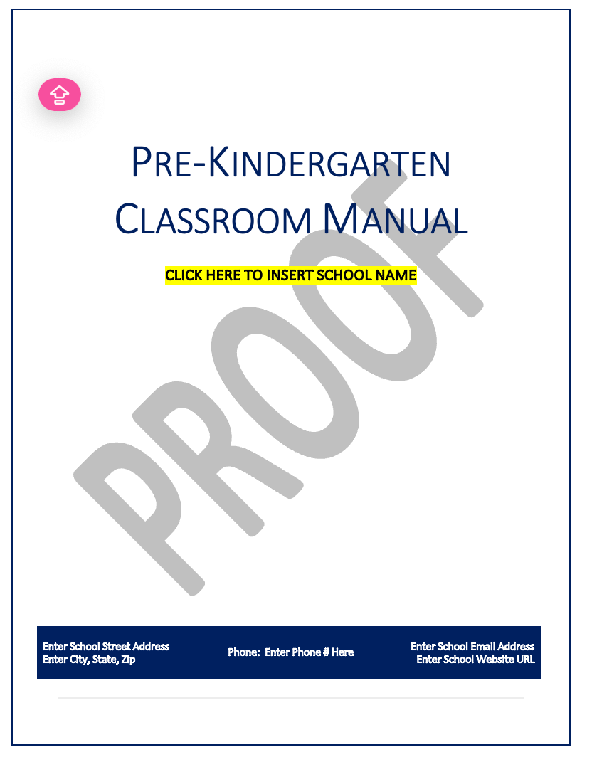 Classroom Manual for Pre-K Classroom