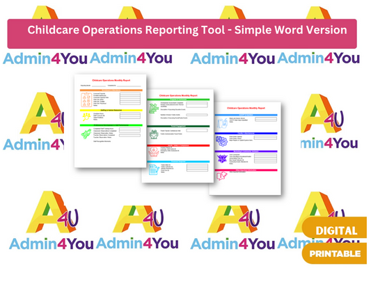 Childcare Operations Monthly Report Form (Simple Word Version)