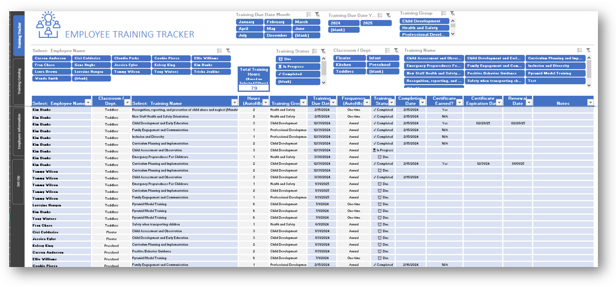 Employee Required Trainings Tracker