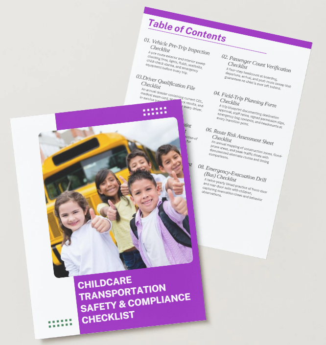 SOP Series: Childcare Transportation Safety and Compliance Checklist Bundle