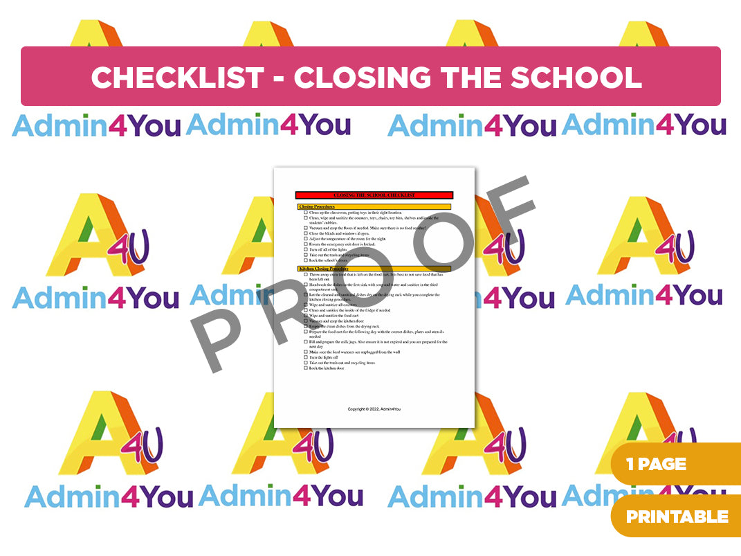 Checklist for Closing the School
