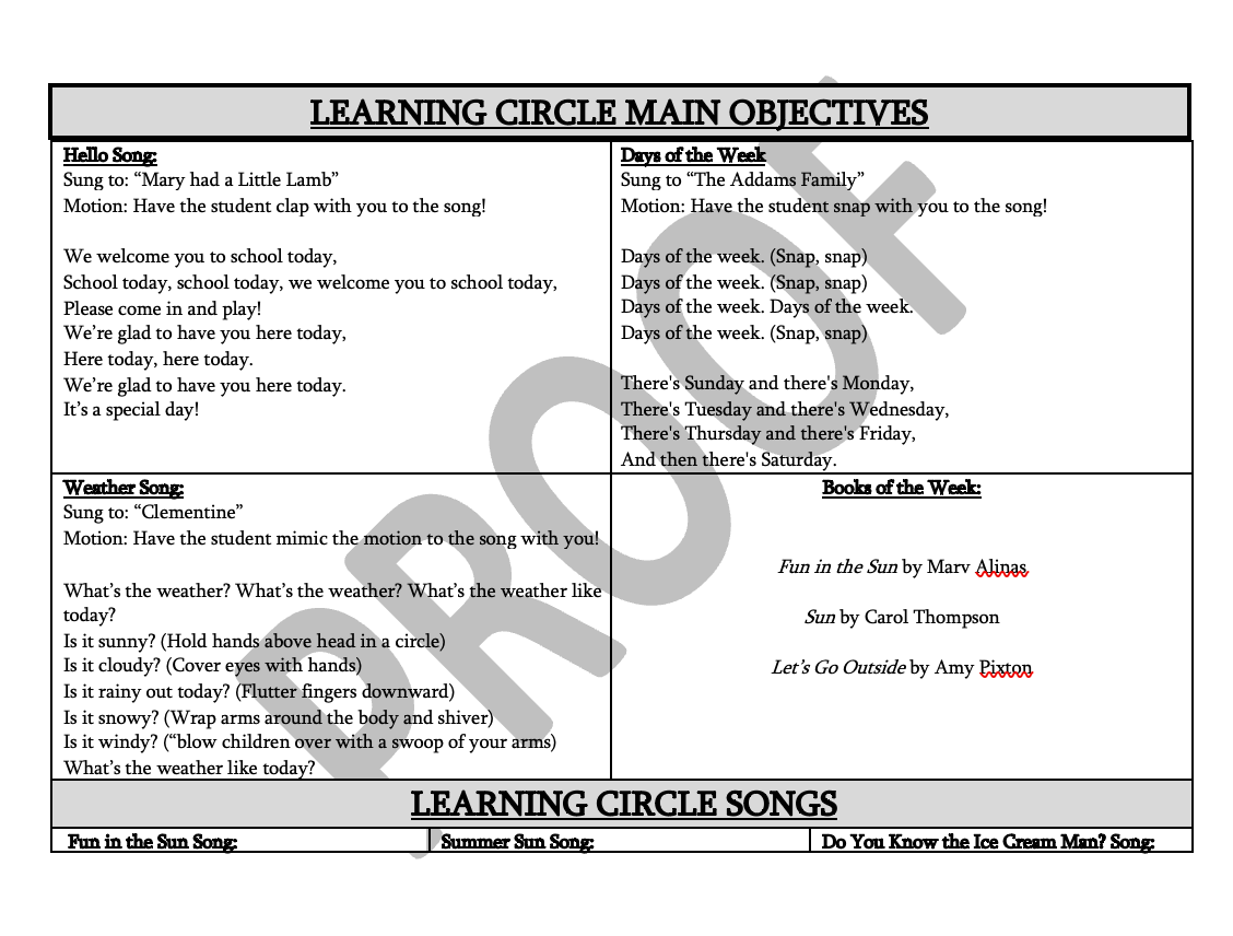 Summer Camp Plans for 2's and 3-year-olds (Bundle 1)