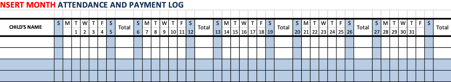 Attendance and Payment Log