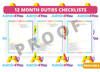 12 Months Complete Set Duties Checklists