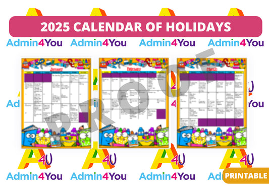 The 2025 National and FUN Holiday - 12-Month Calendar