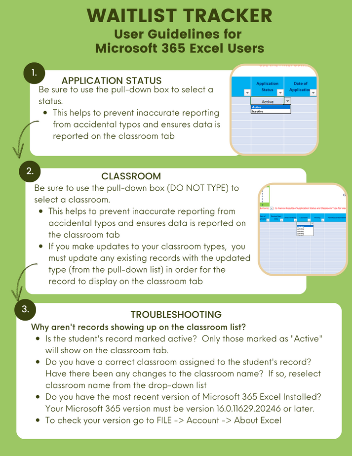 Waitlist Tracker Example Waitlist Tracker - Single Classroom – Admin For You