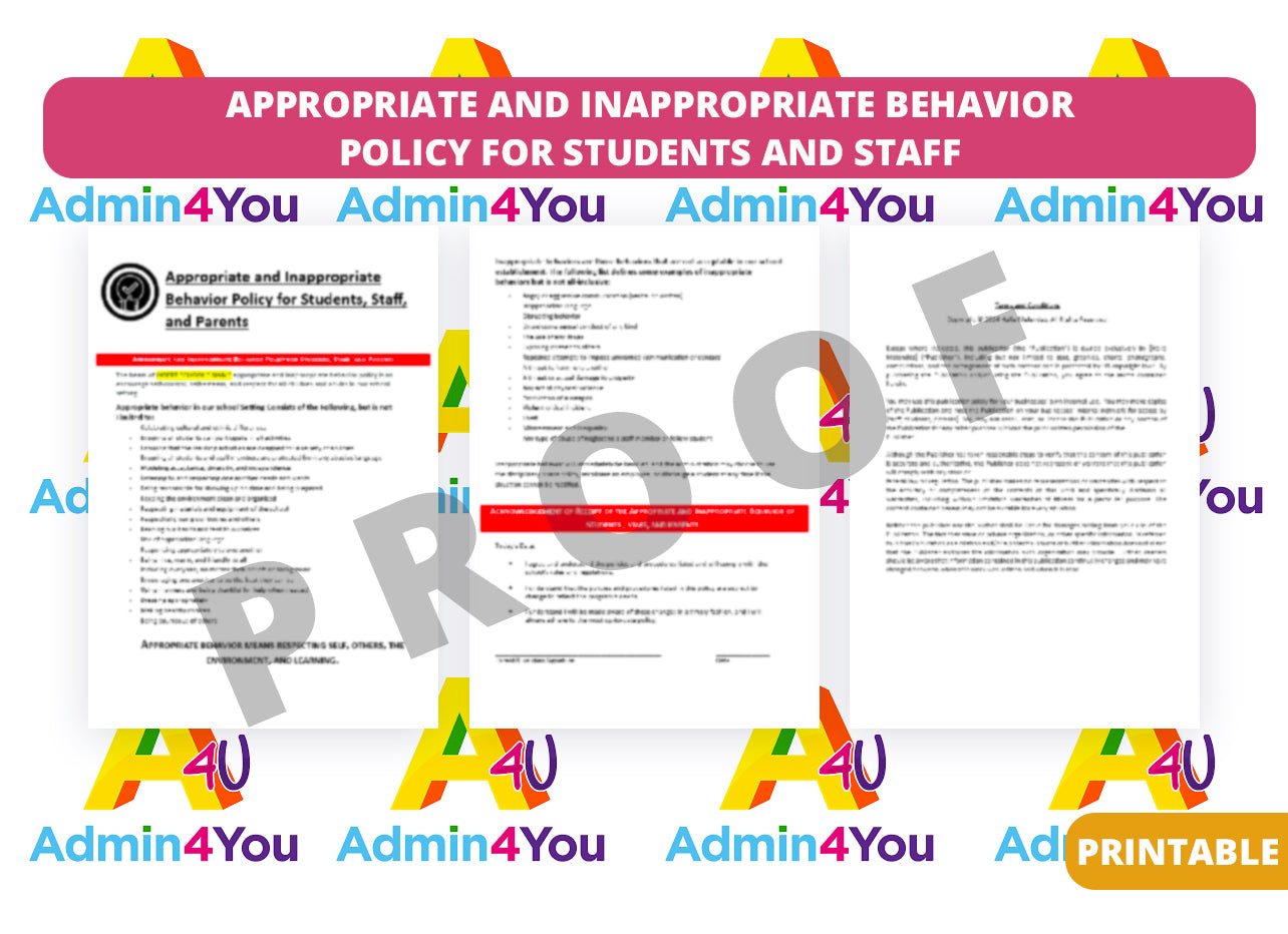 Appropriate and Inappropriate Behavior Policy for Student's, Staff and Parents