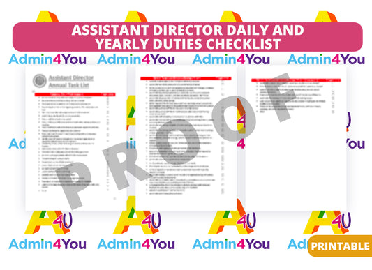 Assistant Director Daily and Yearly Duties Checklist