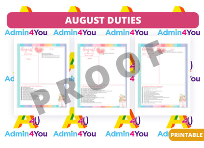 August Duties Checklists