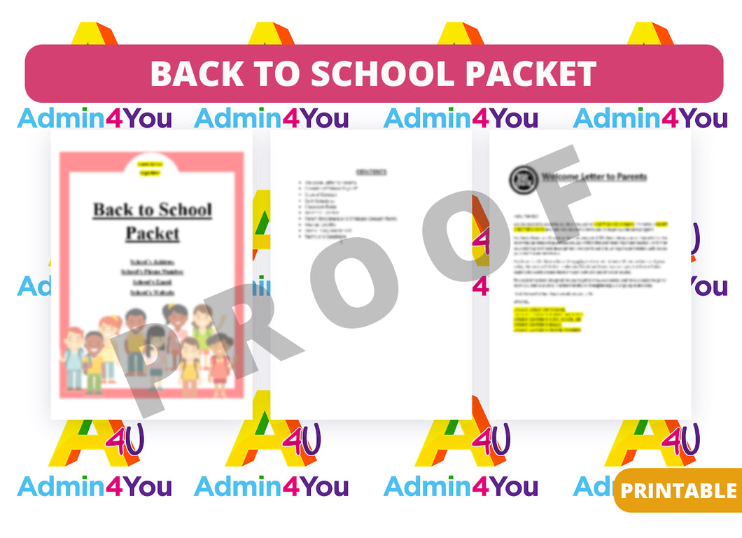 Back to School Packet