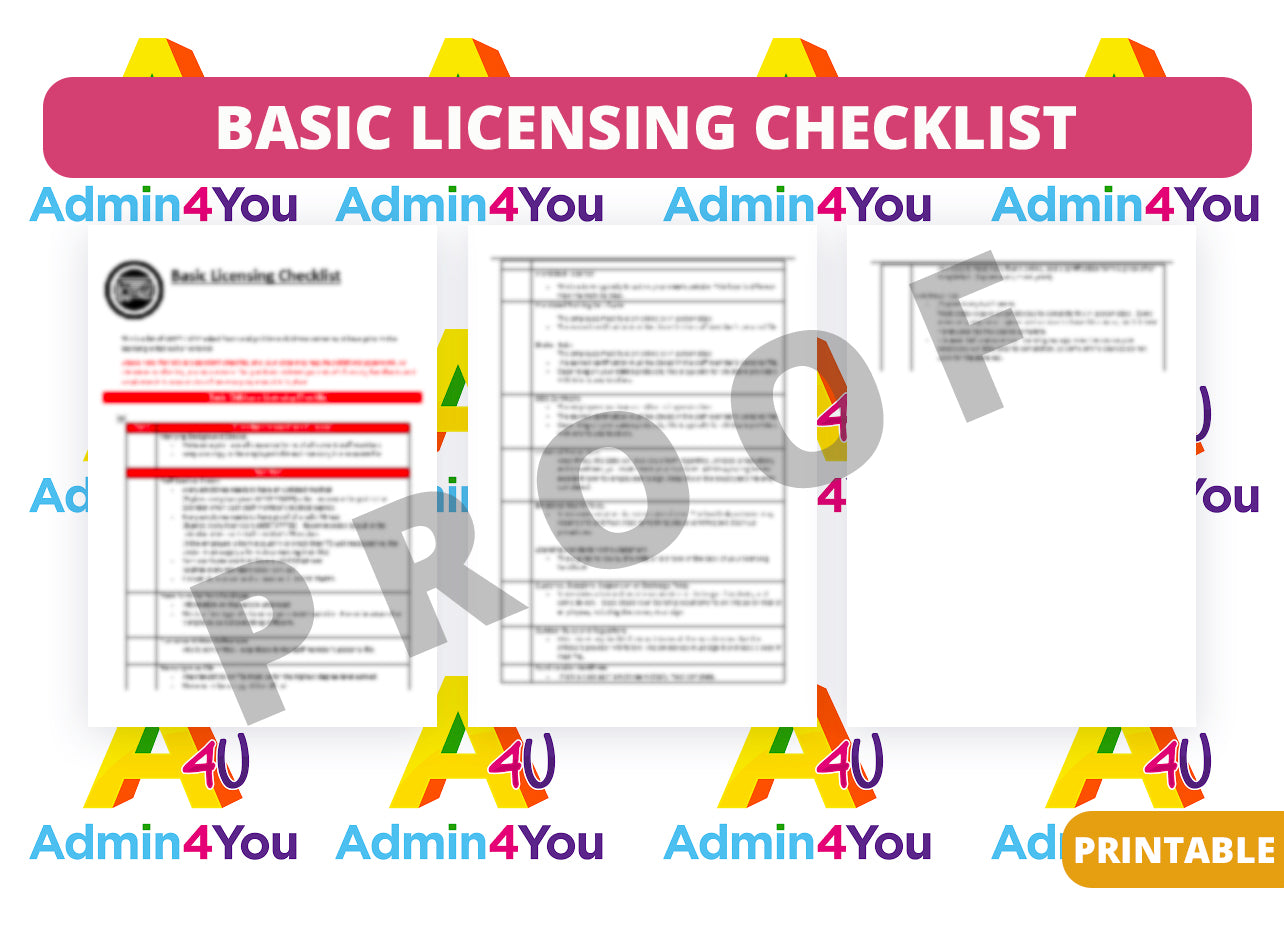 The Basic Licensing List – Admin For You