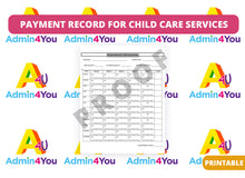 Load image into Gallery viewer, Payment Record for Child Care Services
