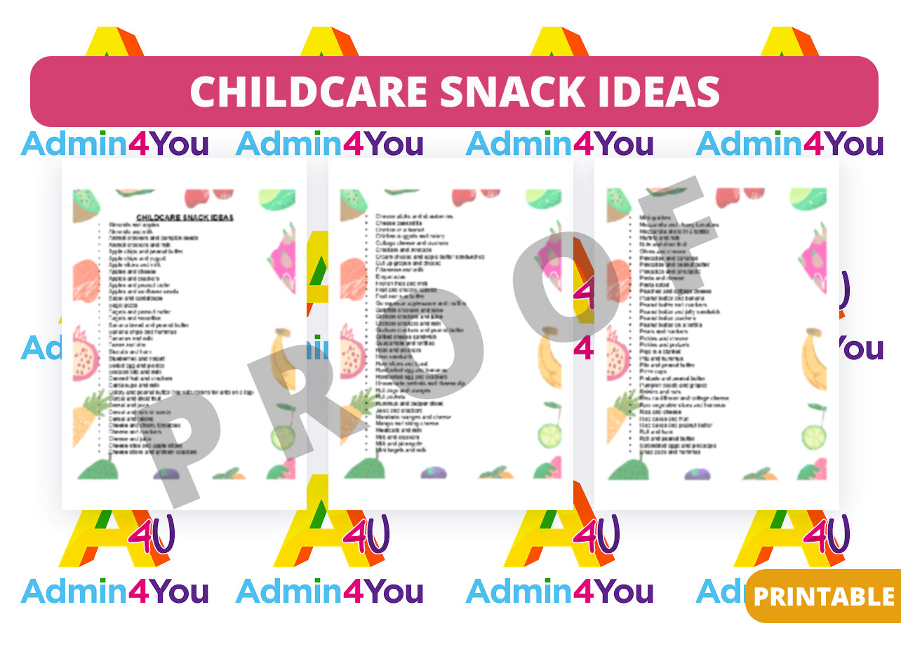 Childcare Snack List