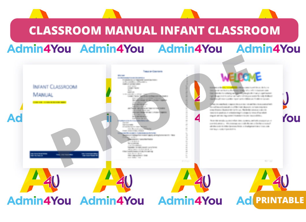 Childcare Classroom Manual for Infant Classrooms