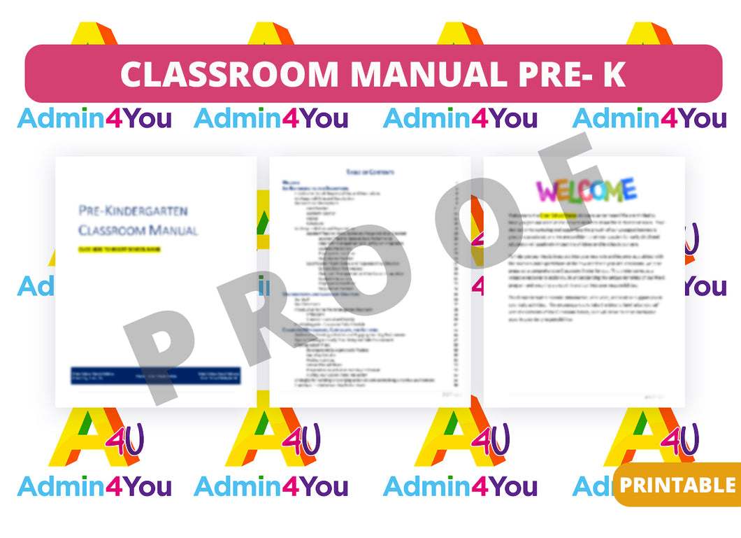 Classroom Manual for Pre-K Classroom
