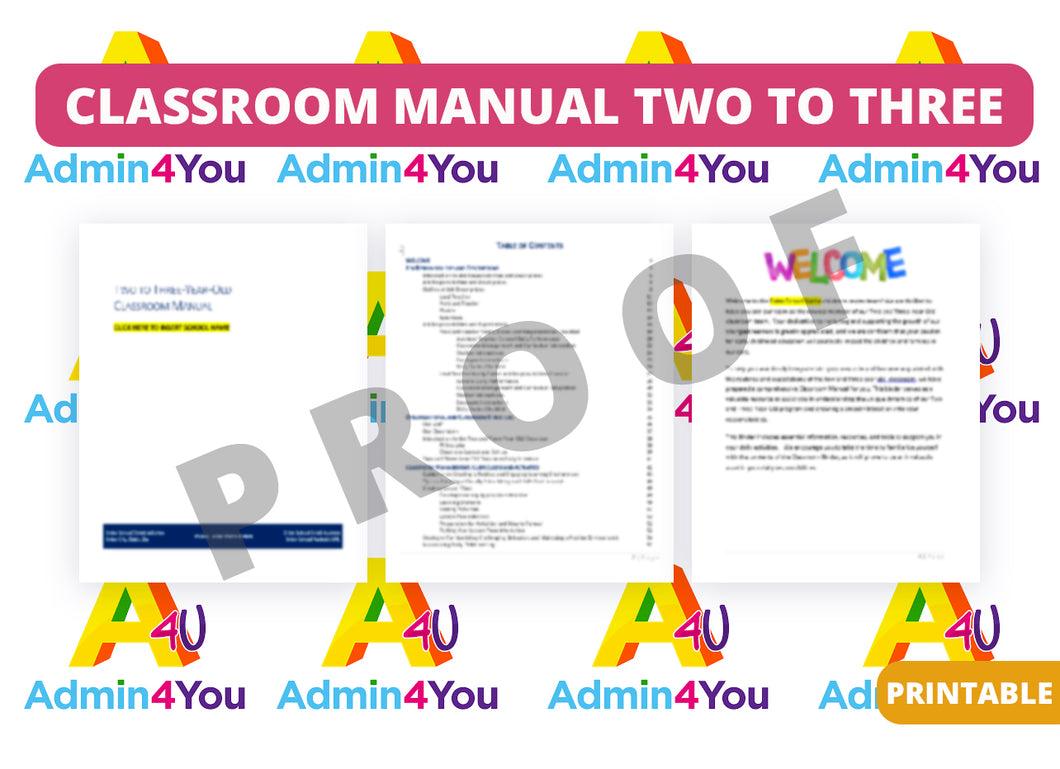 Classroom Manual for Two to Three-Year-Olds