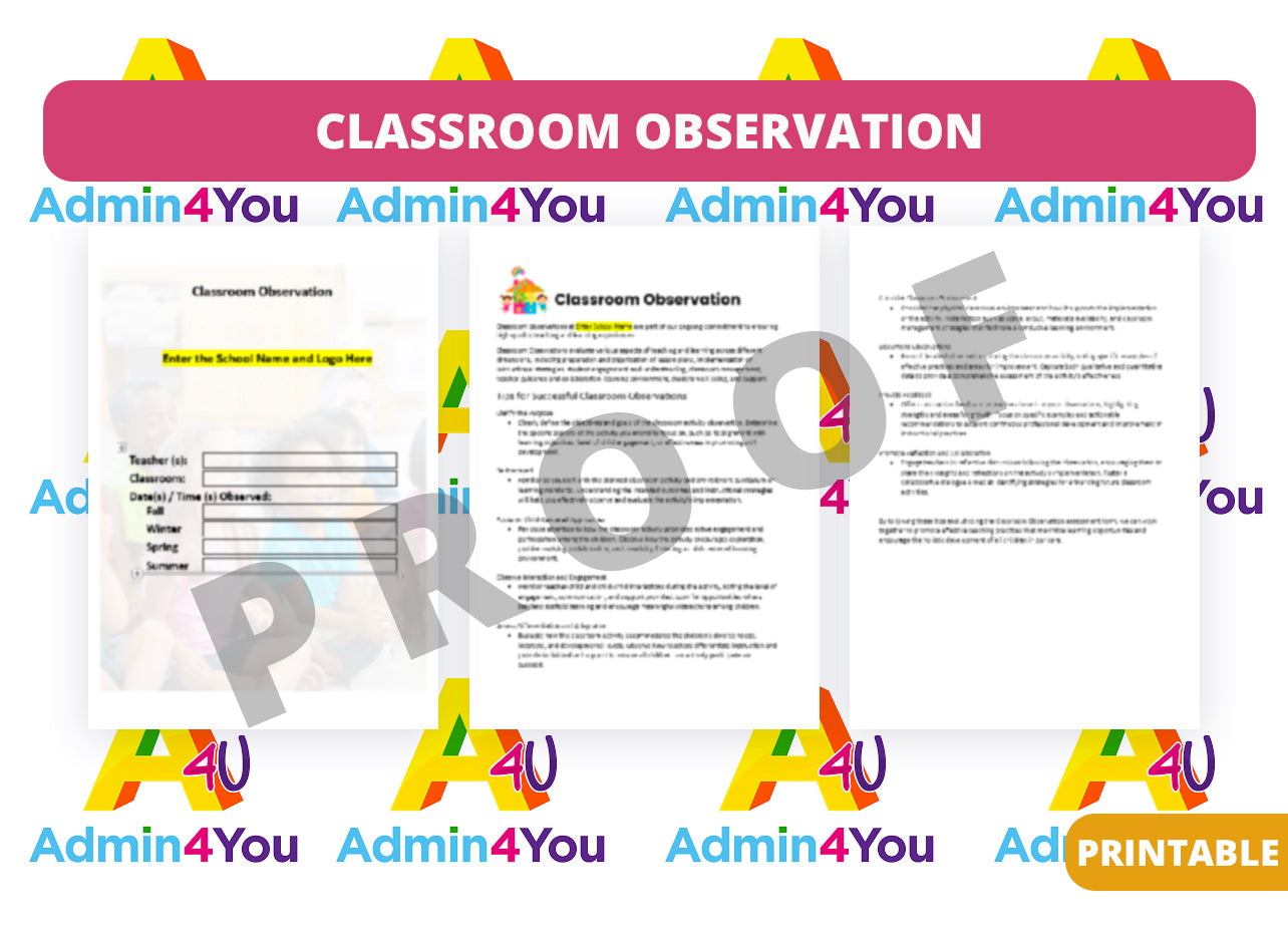 Lesson Observation Folder Classroom Observation – Admin For You