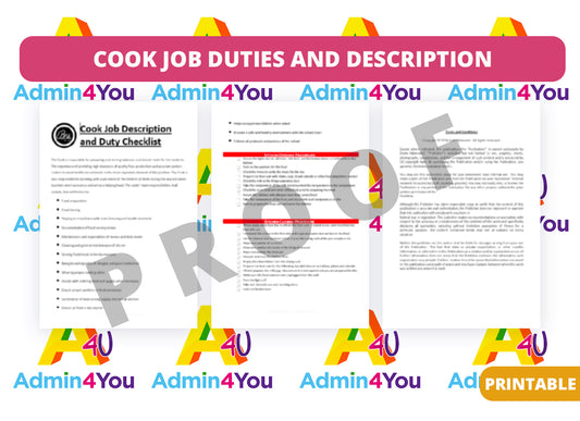 Cook Job Description and Duty Checklist