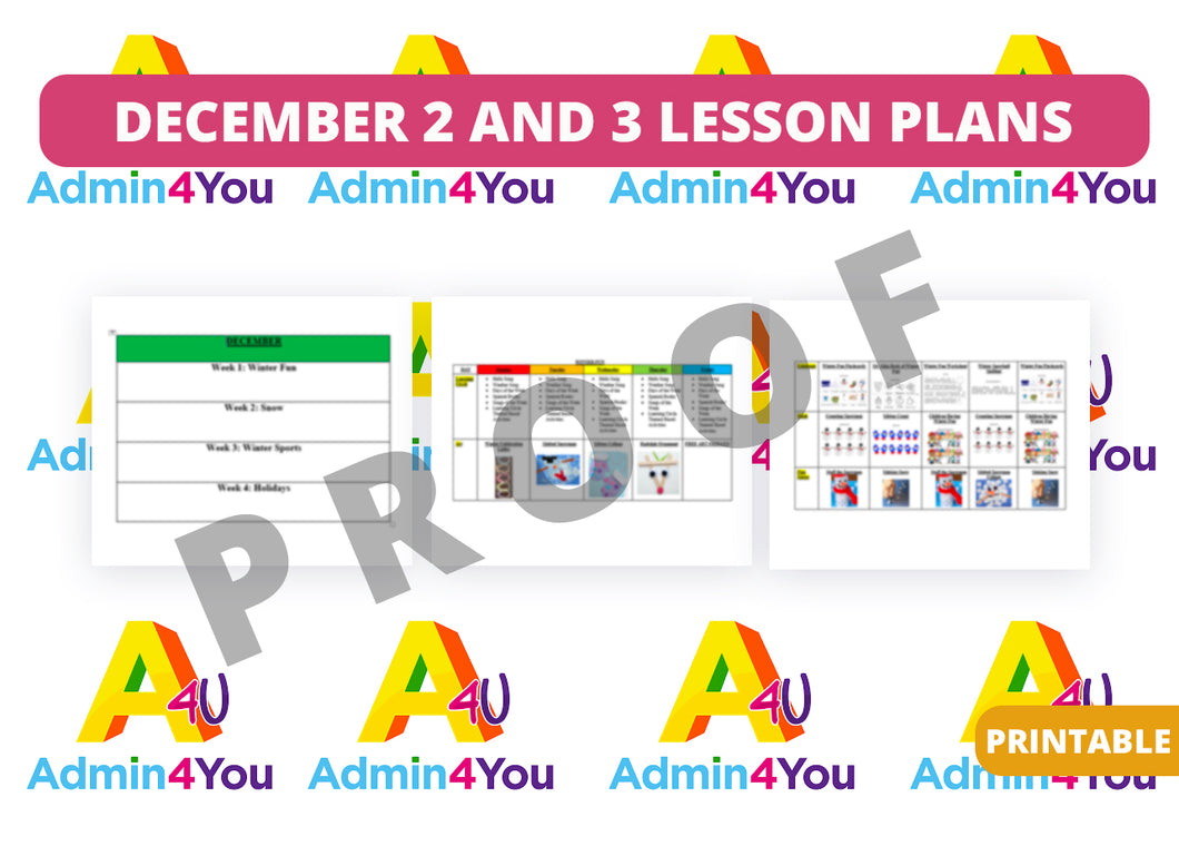 December 2's and 3's Lesson Plans