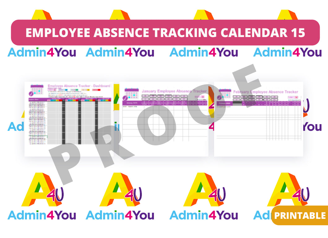 Employee Absence Tracker and Calendar - Track up to 15 Employees