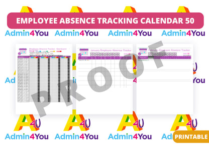 Employee Absence Tracker and Calendar - Track up to 50 Employees