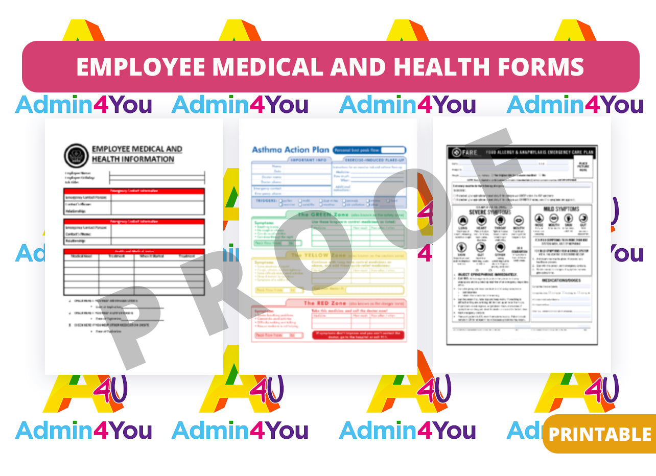 Health Form For Work Employee Medical and Health Form – Admin For You