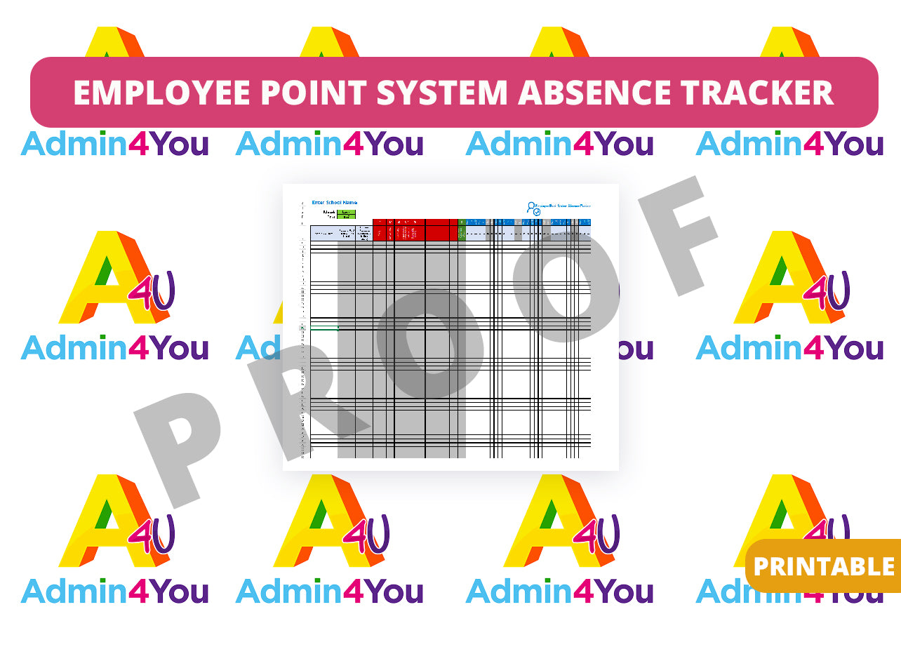 Employee Attendance and Punctuality Point System and Absence Tracker - Excel