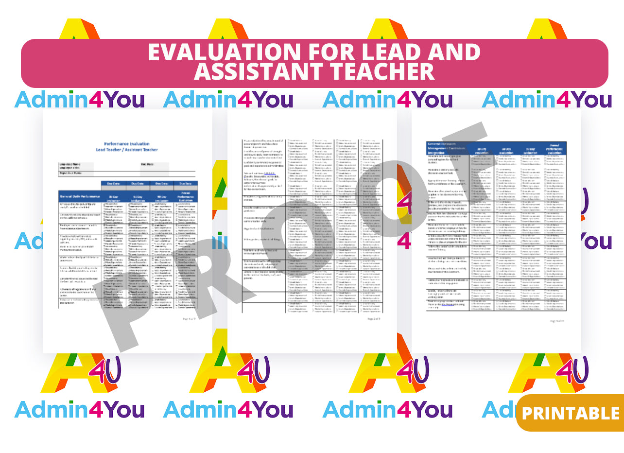 Lead and Assistant Teacher Performance Evaluation