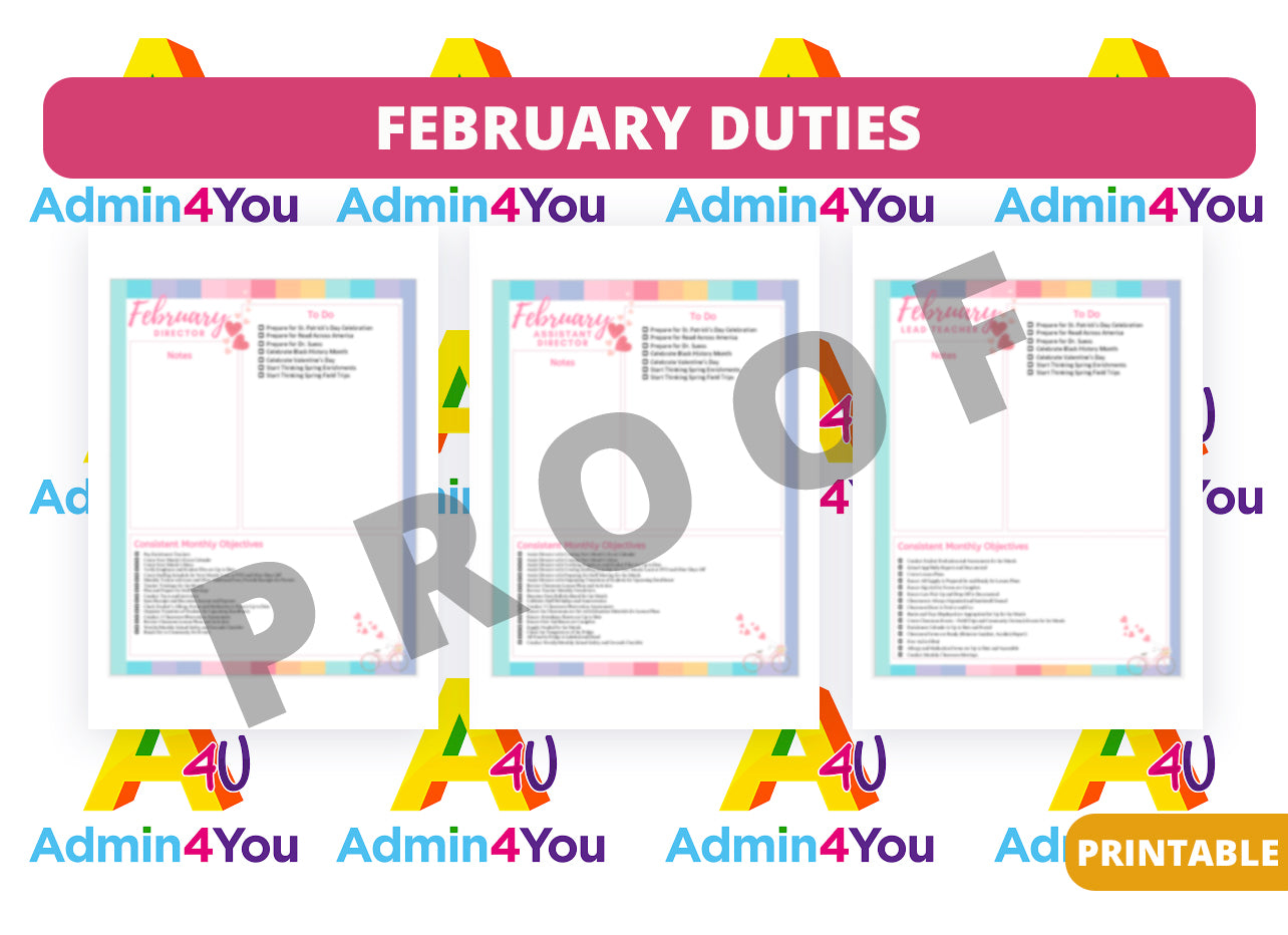 February Duties Checklists