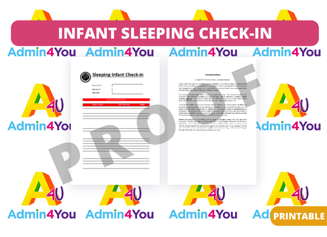 Infant Sleeping Check-In Form