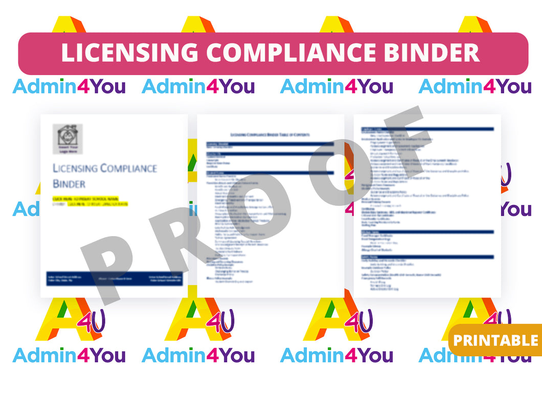 Licensing Compliance Binder Organizational Tool