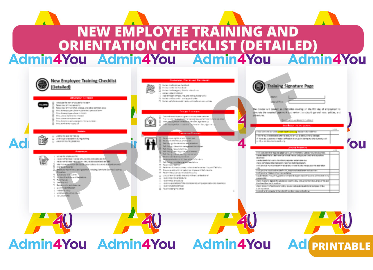 New Employee Training and Orientation Checklist (Detailed)