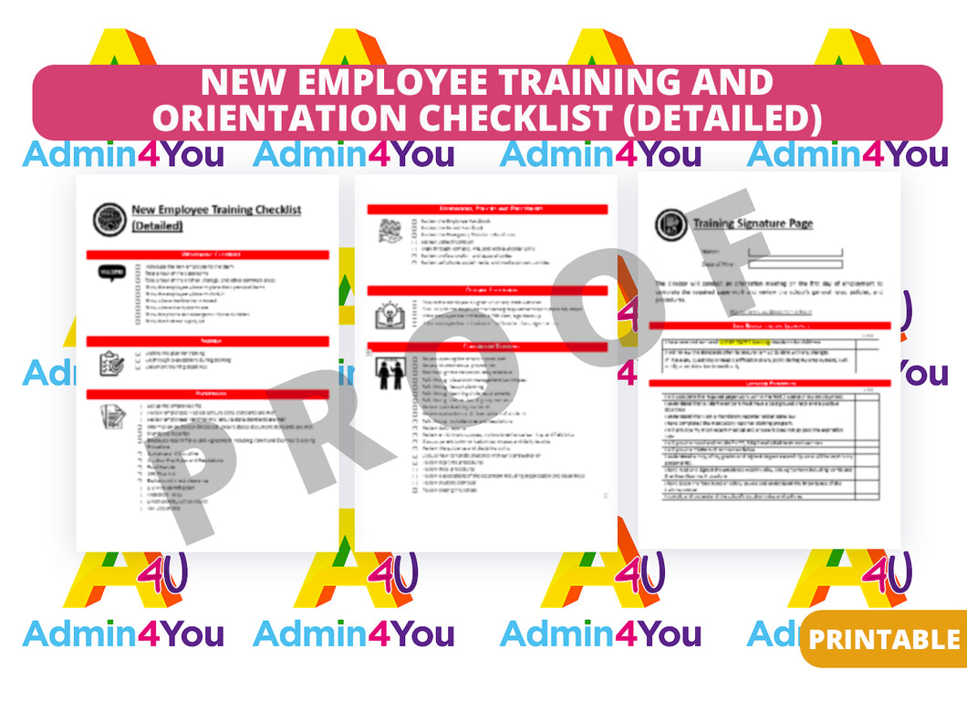 New Employee Training and Orientation Checklist (Detailed)