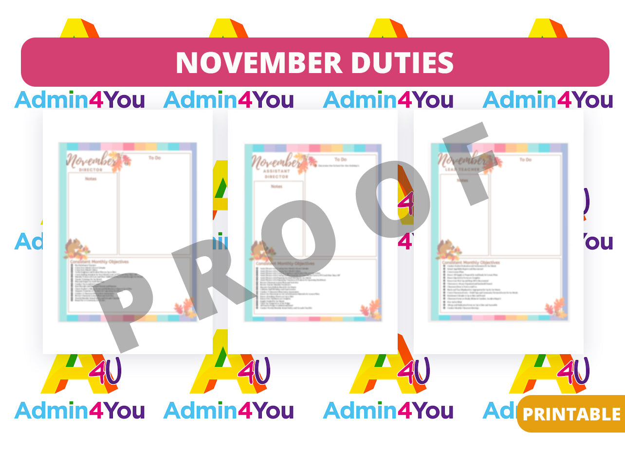 November Duties Checklists β Admin For You