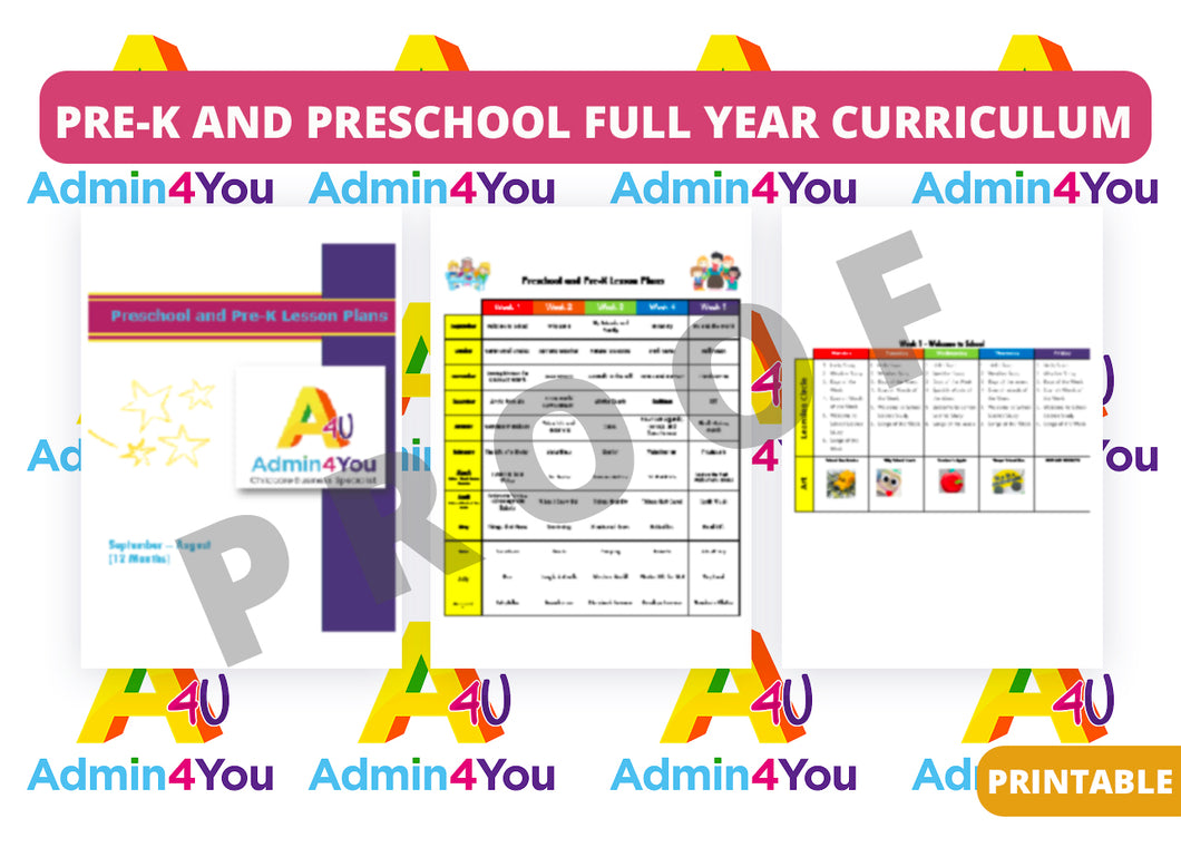 Full Year Preschool and Pre-K Curriculum