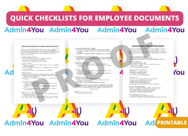 Quick Guide Checklist Quick Reference Checklist - Employee Handbook and Employee Orientation ...