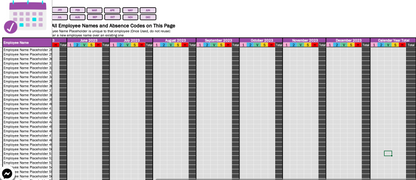 Employee Absence Tracker and Calendar - Track up to 50 Employees