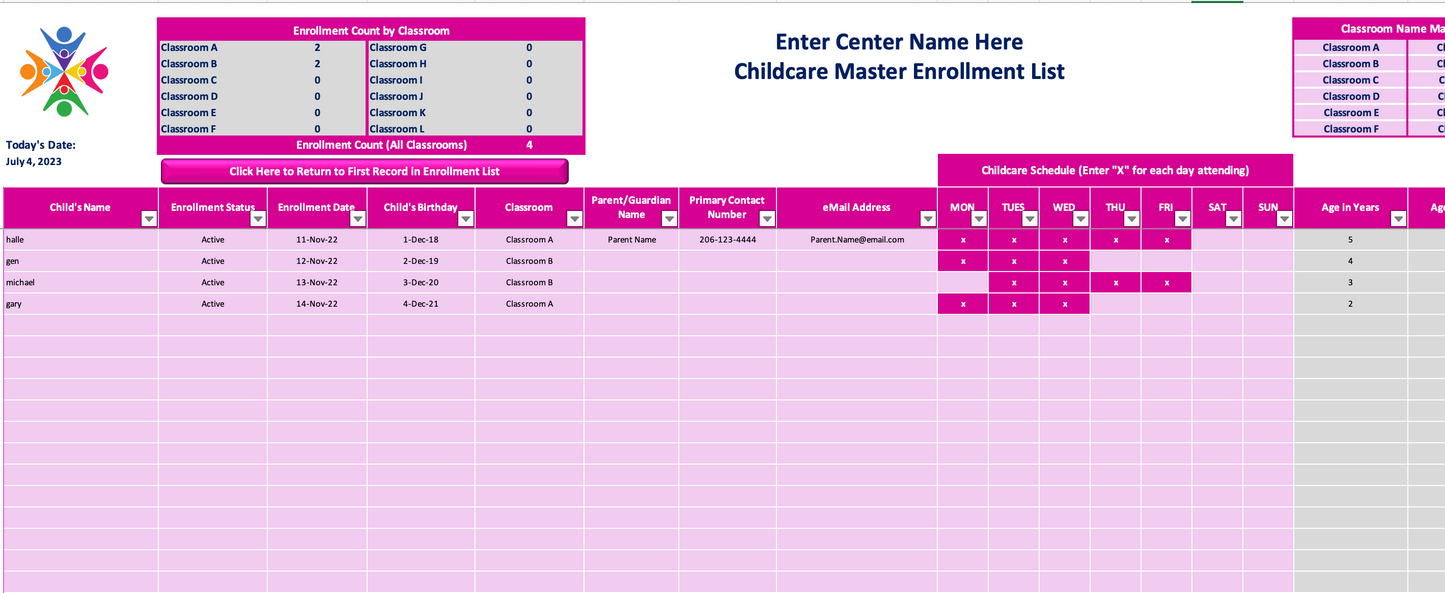 Childcare Enrollment Tracker