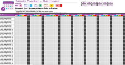 Family Attendance Tracker - Track Up To 100 Families