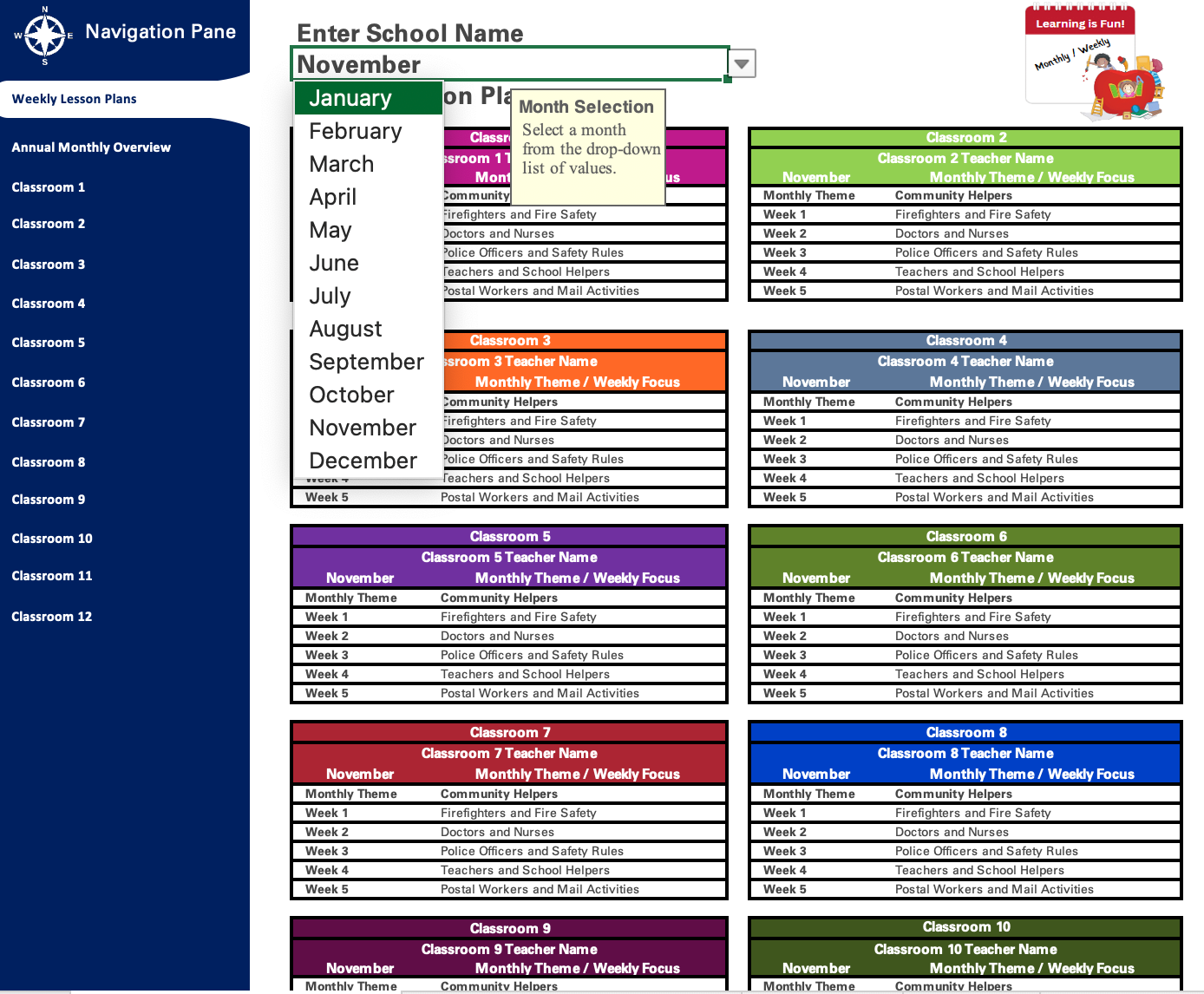 Lesson Plan Organizer Workbook