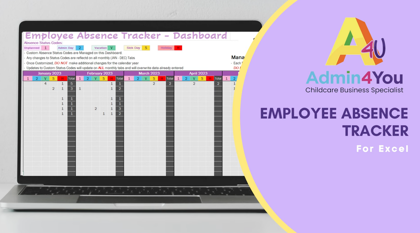 Employee Absence Tracker and Calendar - Track up to 15 Employees ...