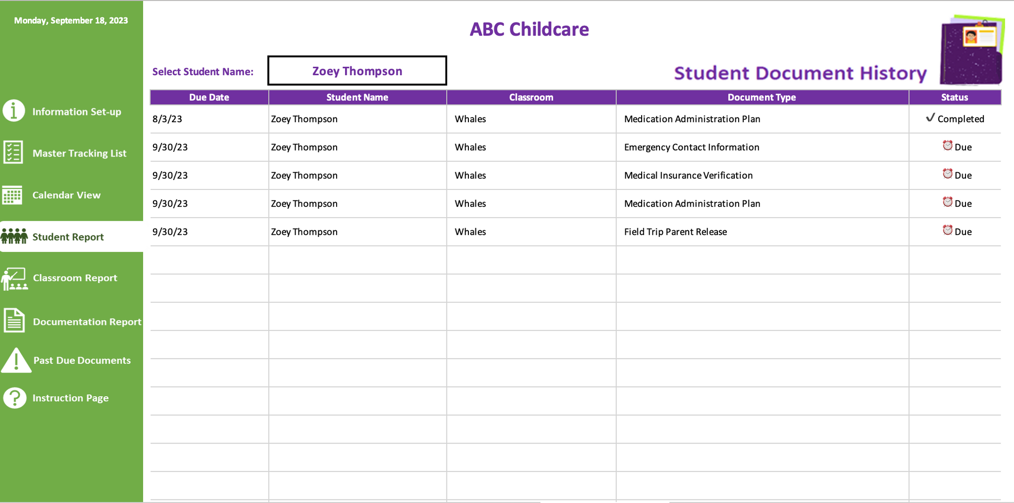 Student Documentation Tracker – Admin For You