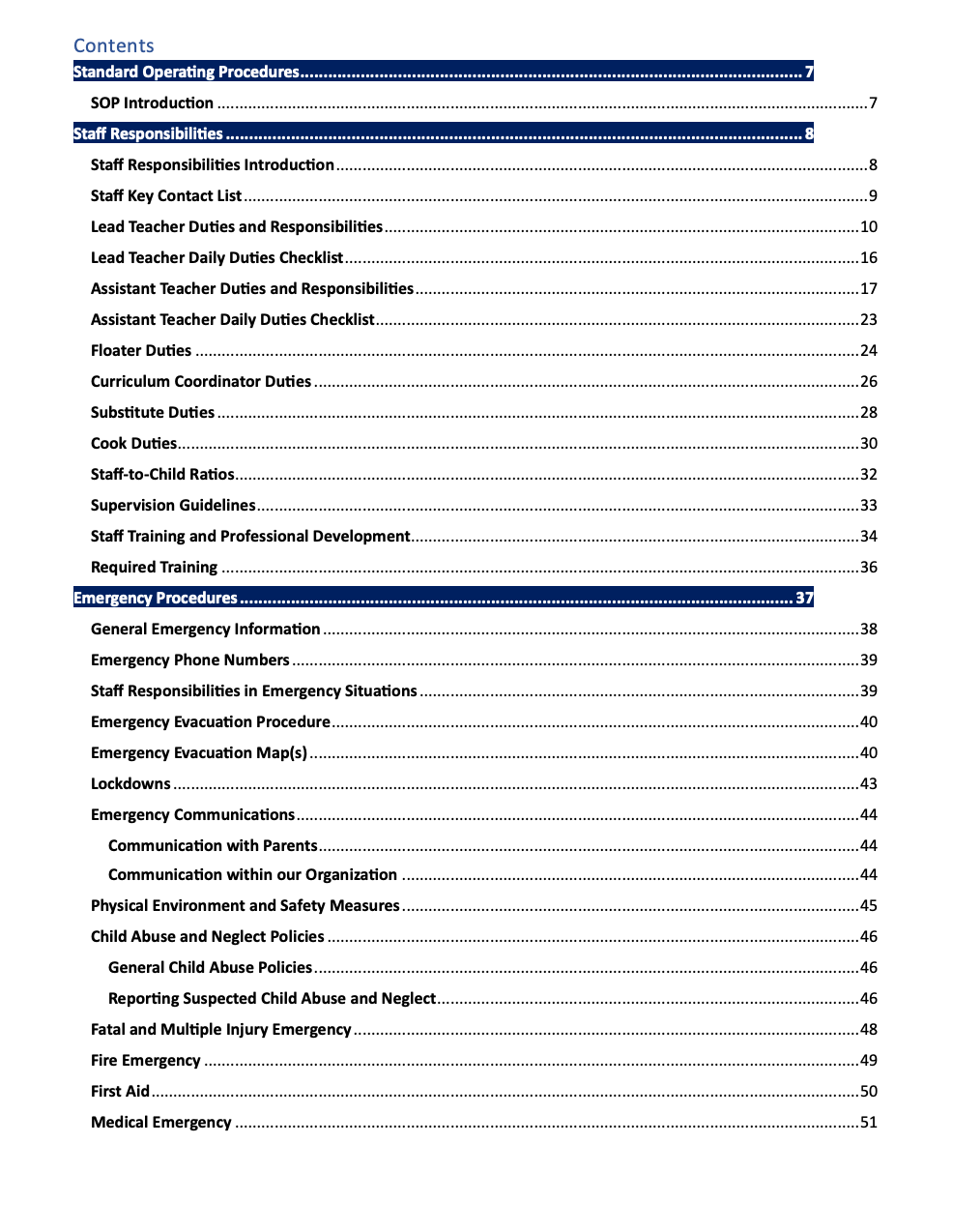 Standard Operating Procedures (SOP)